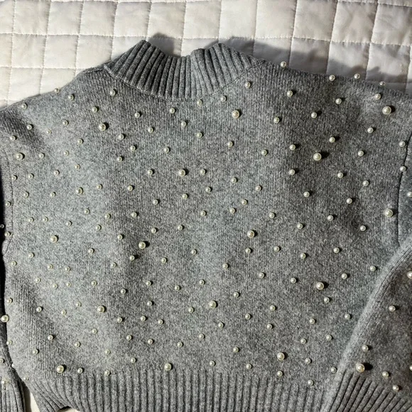 Nine West Gray Cardigan with Pearl Accents - Picture 5 of 5